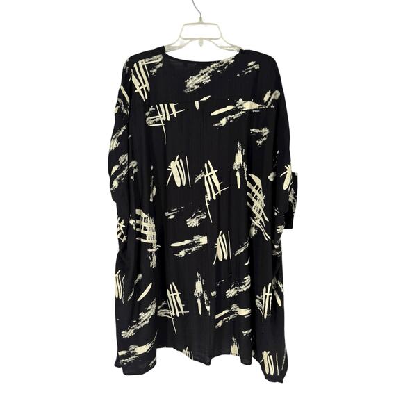 Patrizia Luca Milano Short Sleeve High Low Button Up Artsy Relaxed Top One Size - Picture 5 of 9